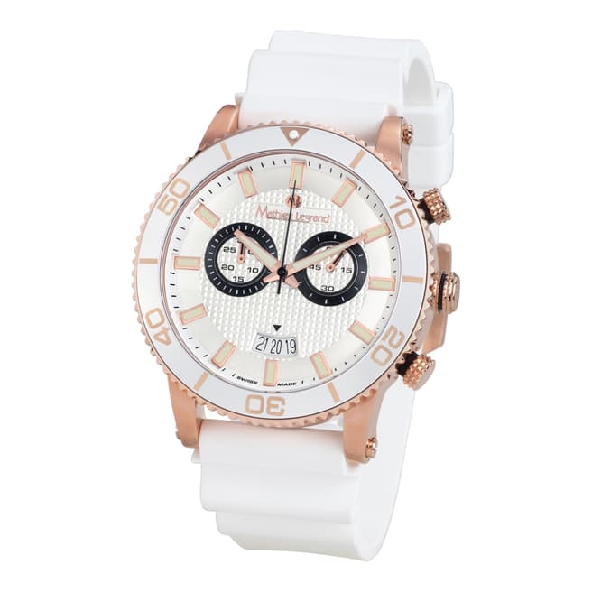 Men's White/Rose Gold Stainless Steel/Silicone Immergee Watch - BrandAlley