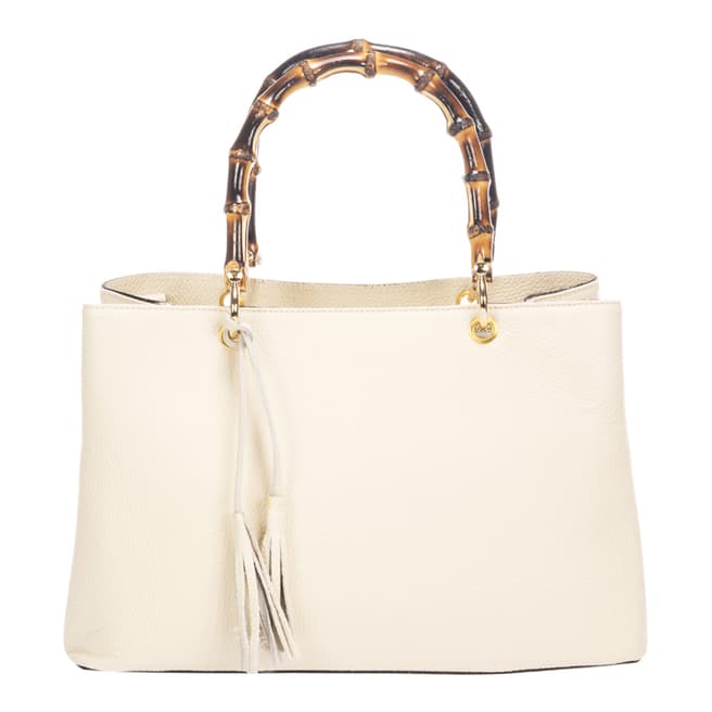 Cream Leather Handbag - BrandAlley