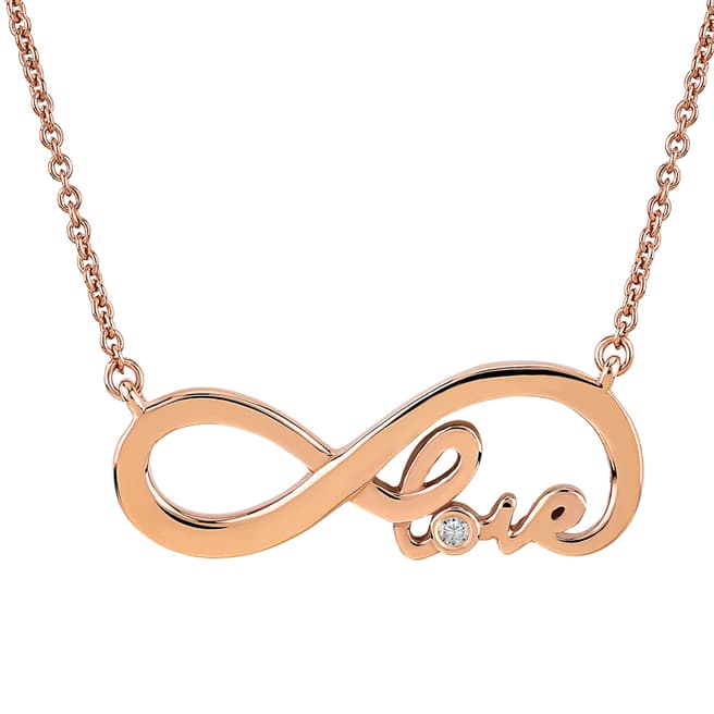 Gold Infinity/Love Diamond Pendant Necklace - BrandAlley
