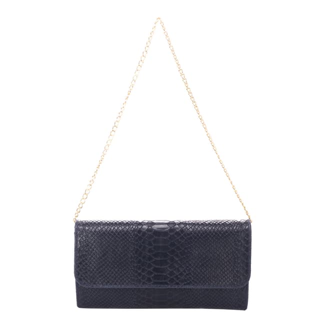 Dark Blue Leather Clutch Bag - BrandAlley