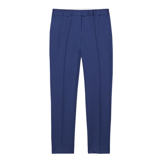 Blue Tailored Cotton Trousers - BrandAlley