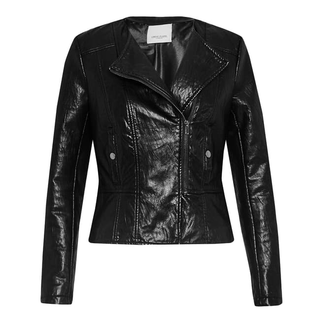 Black Leather Look Biker Jacket - BrandAlley