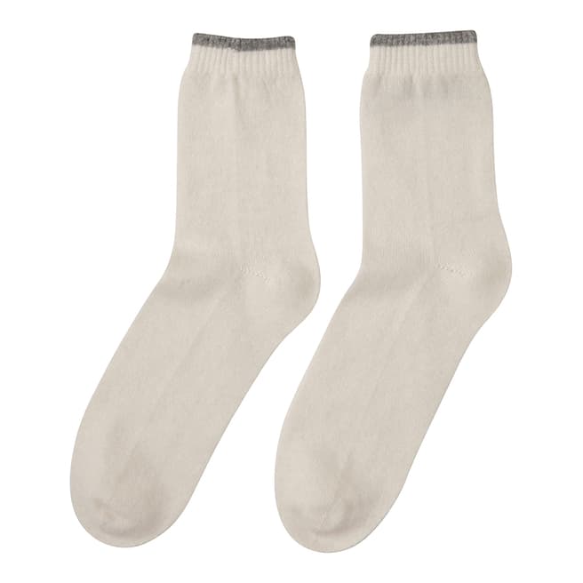 Cream/Grey Marl Cashmere Socks - BrandAlley