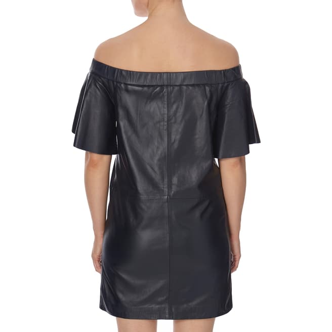 Navy Leather Sumi Bardot Dress - BrandAlley