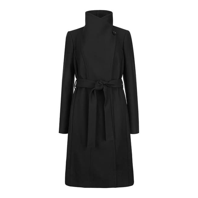Black Cashmere Blend Lorili Long Wrap Coat - BrandAlley