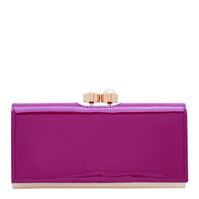 Purple Cecilie Pearl Bobble Leather Matinee Purse - BrandAlley