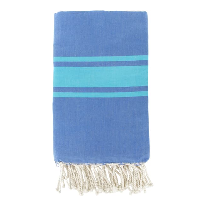 St Tropez Hammam Towel, Blue/Turquoise - BrandAlley