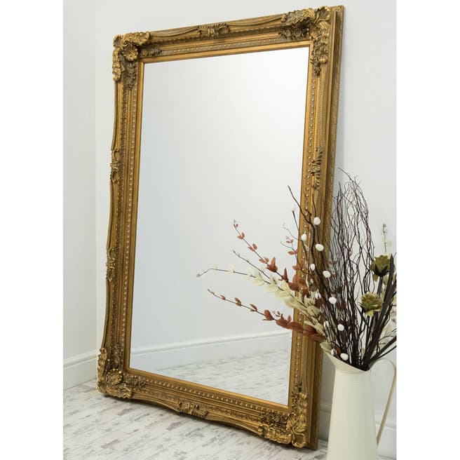 Gold Carved Louis Large Leaner Mirror 185x123cm - BrandAlley