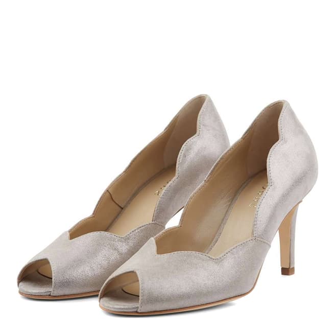 Silver Leather Violet Peep Toe Shoes - BrandAlley