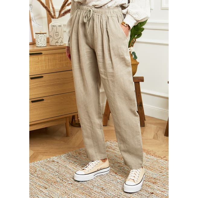 Taupe Linen Trousers - Clothing - Women - BrandAlley