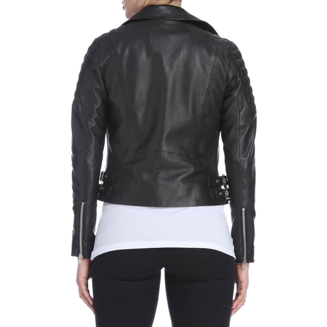 Black Quilted Rider Leather Jacket - BrandAlley