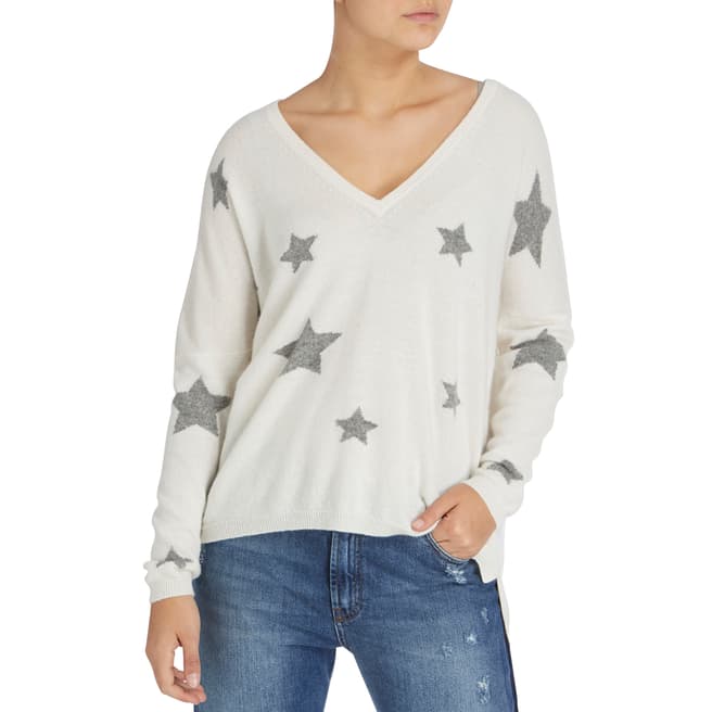 Cream/Grey Stars and Back Cashmere Jumper - BrandAlley