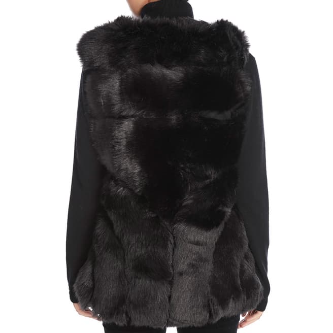 Black Luxury Faux Fur Long Gilet - BrandAlley