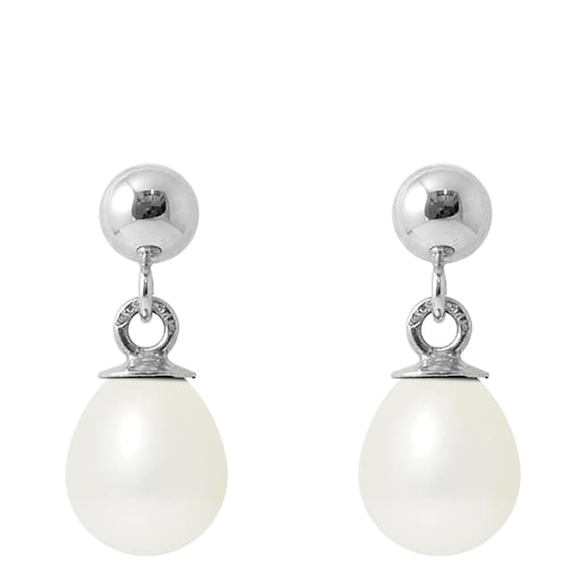 White Tahitian Style Silver Freshwater Pearl Earrings - BrandAlley