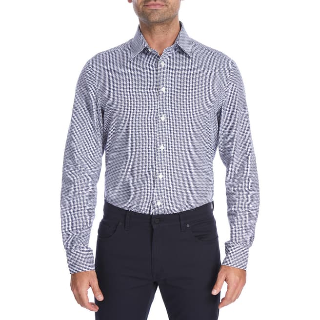 Navy Regular Distorted Check Cotton Shirt - BrandAlley