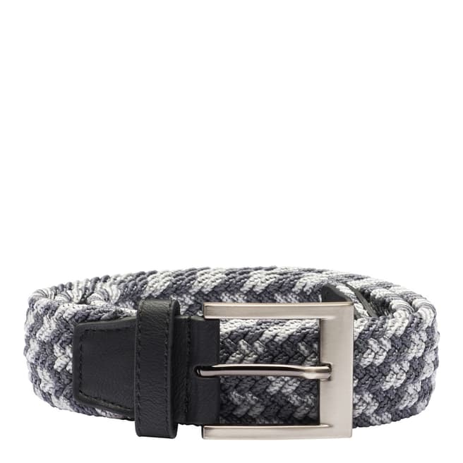 Black Grey Braided Weave Stretch Belt - BrandAlley