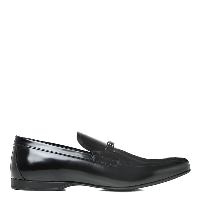 Black Brushed Leather Loafers - BrandAlley