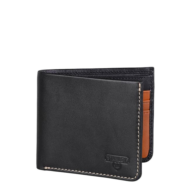 Black/Tan Bi Fold Leather Wallet - BrandAlley