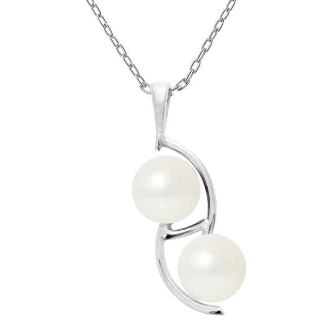 Natural White Duo Pearl Necklace 9-10mm - BrandAlley