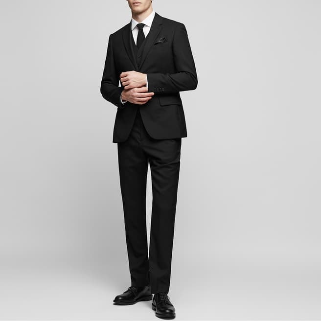 Black Bravo Modern Wool Suit Trousers - BrandAlley