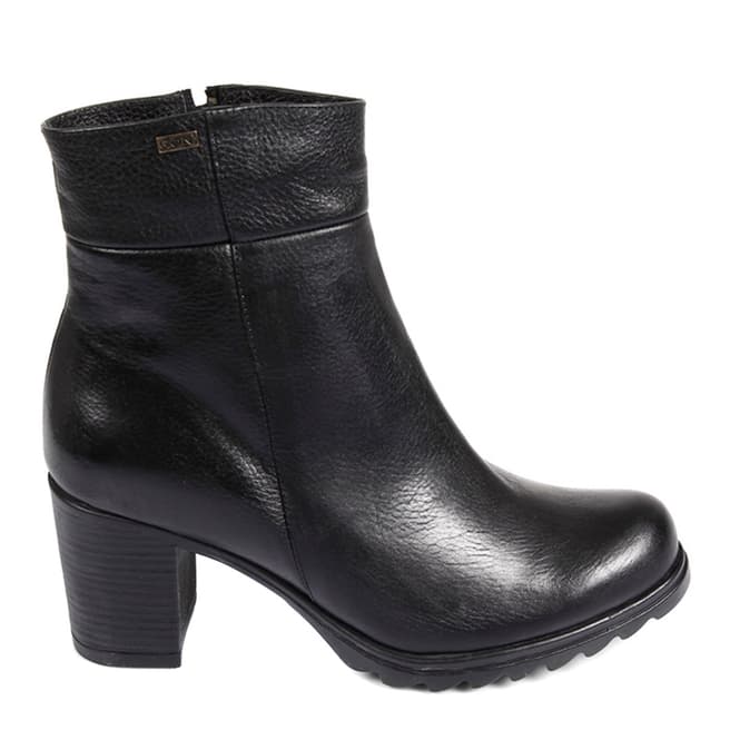 Black Leather Block High Heel Ankle Boots - BrandAlley