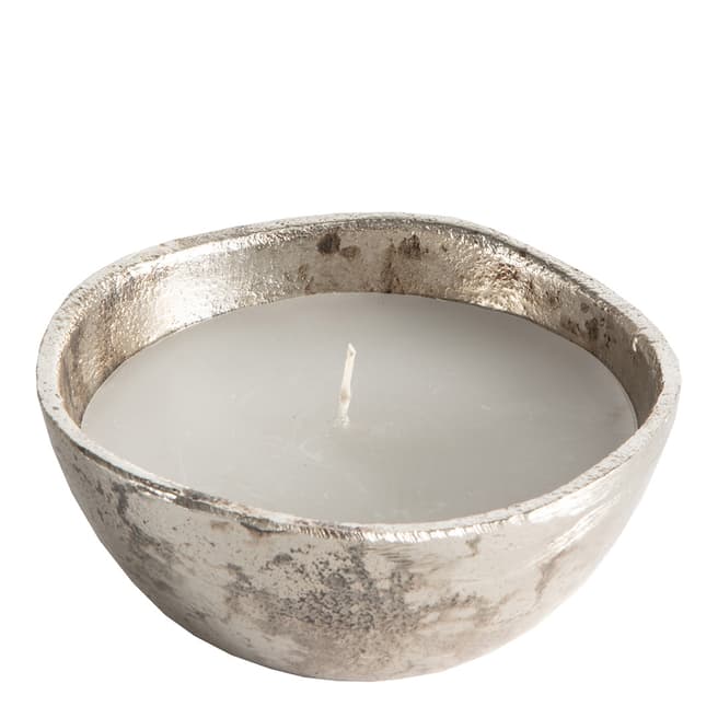 Silver Dollana Round Candle 11x5cm - BrandAlley