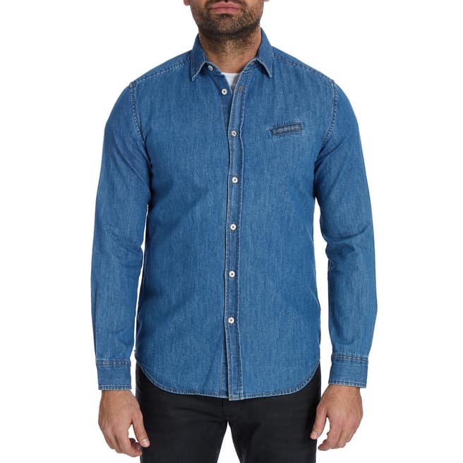 Blue Denim Berry Cotton Shirt - BrandAlley