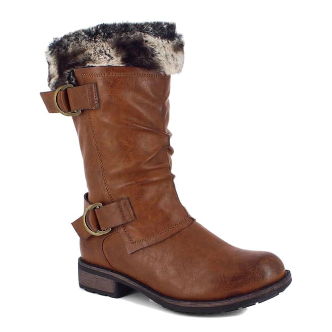 Brown Cyrielle Faux Fur Cuff Winter Boots - BrandAlley