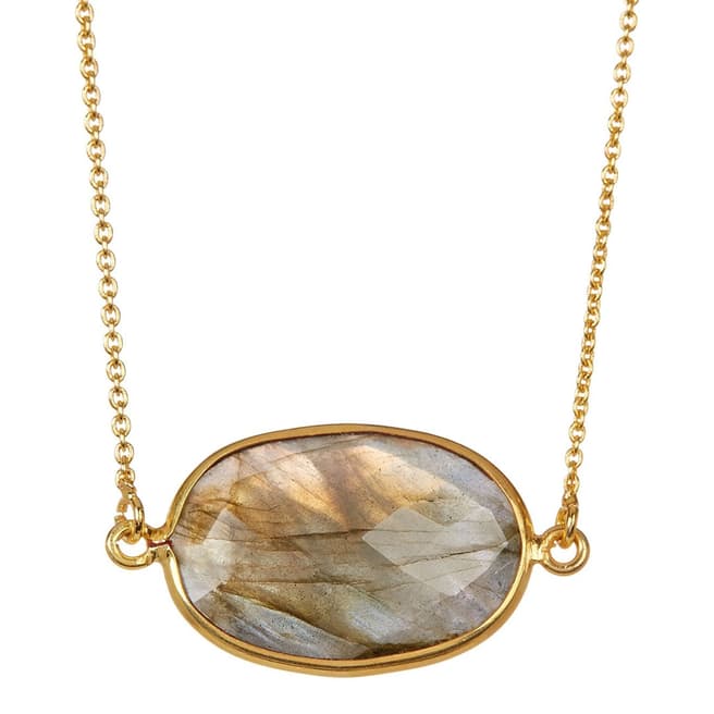 Gold / Sea Labradorite Oval Necklace - BrandAlley
