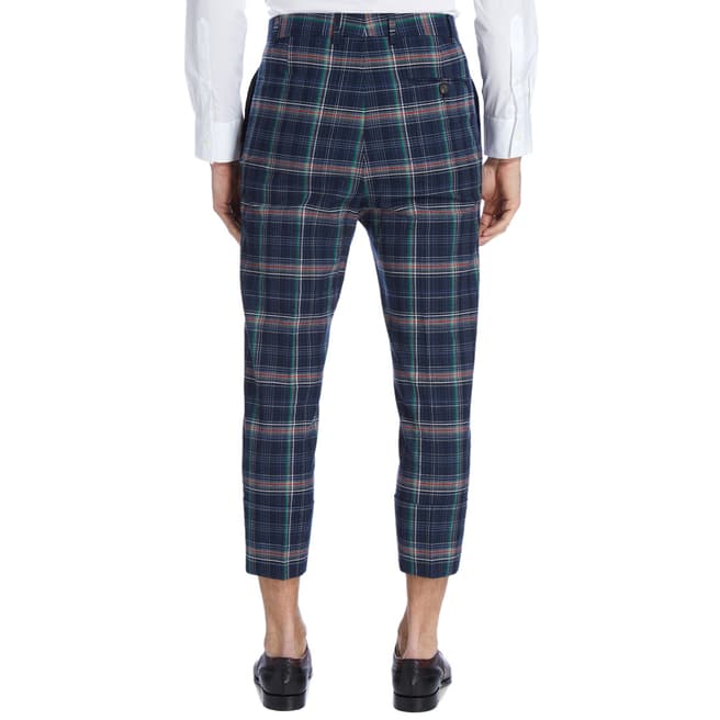 Navy Check Cropped James Bond Trousers - BrandAlley