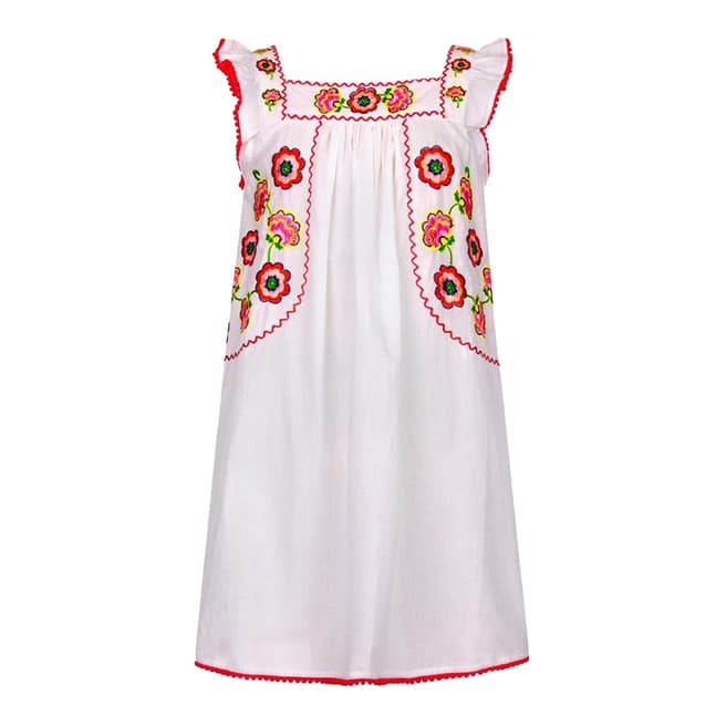 Girls White Mexicana Flutter Dress - BrandAlley