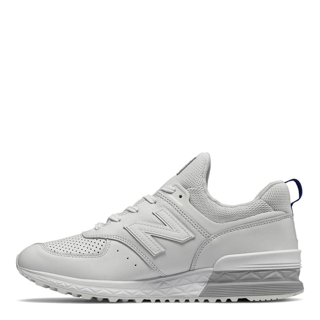 White Leather & Mesh 574 Sport Sneakers - BrandAlley