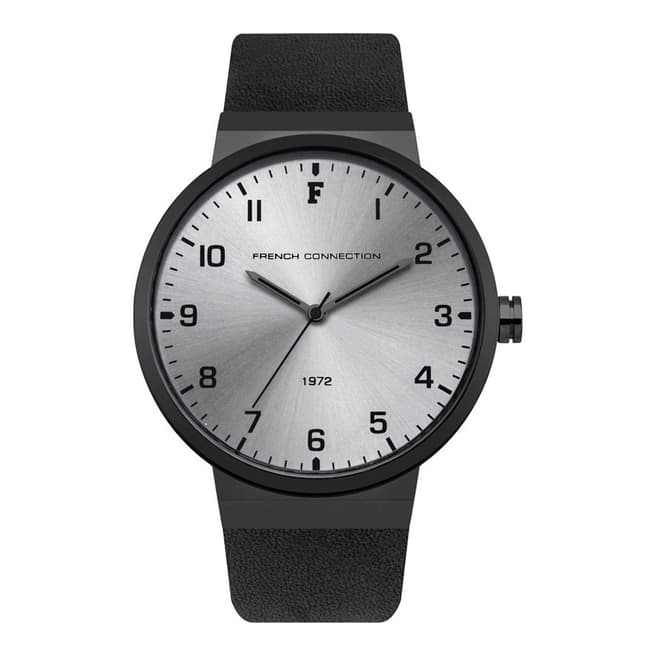 Black Leather Strap And Black Case Watch - BrandAlley