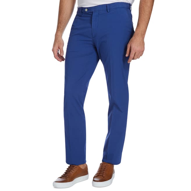 BLue Cotton Poplin Stretch Trousers - BrandAlley