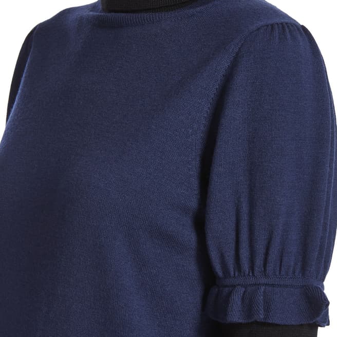 Navy/Black Puff Sleeve Roll Neck Sweater - BrandAlley