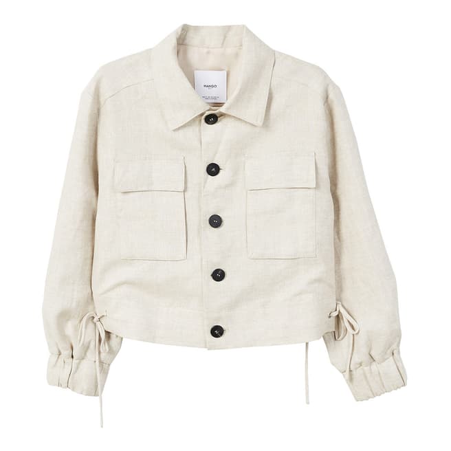 Cropped linen-blend jacket - BrandAlley