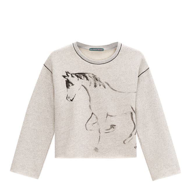 Grey Hand Drawn Horse Cotton Sweatshirt - BrandAlley