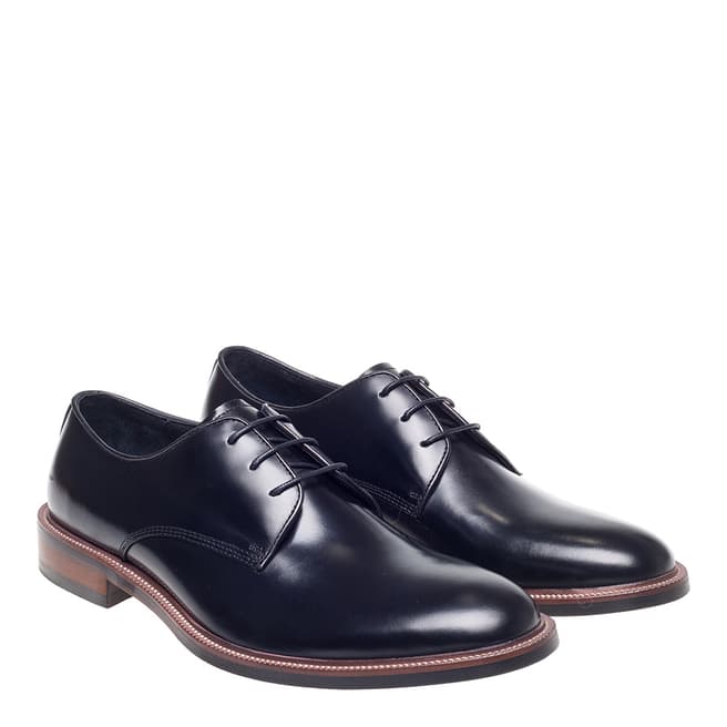 Black Calf Leather Cannon Derby Shoes - BrandAlley