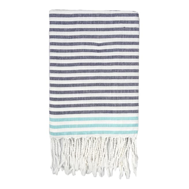 Bora Bora Hammam Towel, Grey/Greek Blue - BrandAlley