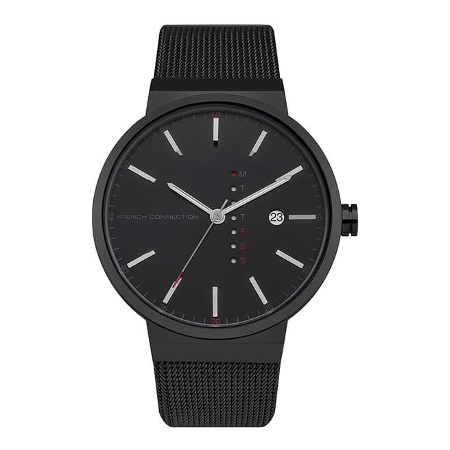 Light Brushed Black Stainless Steel Mesh, Brushed Watch - BrandAlley