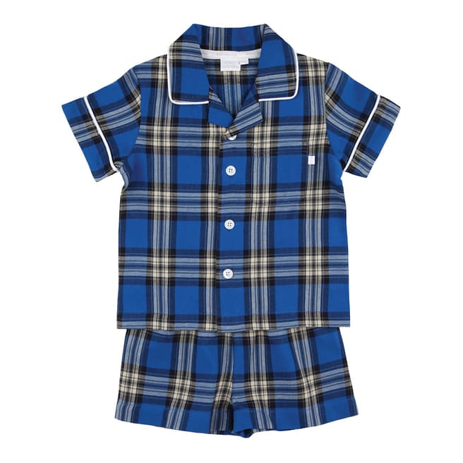 Boy's Blue Check Traditional Shortie Pyjama - BrandAlley