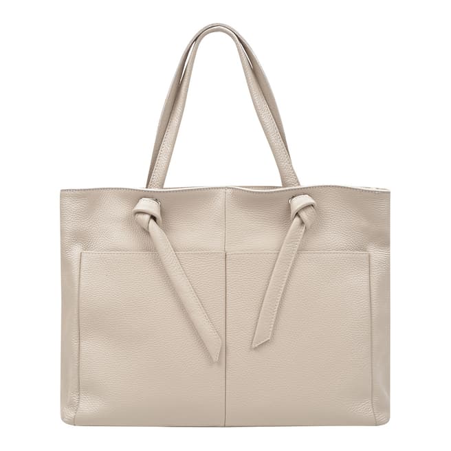 Beige Leather Top Handle Bag - BrandAlley