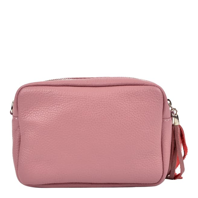 Dark Pink Leather Tassel Leather Shoulder Bag - BrandAlley