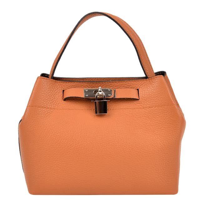 Cognac Leather Single Handle Bag - BrandAlley