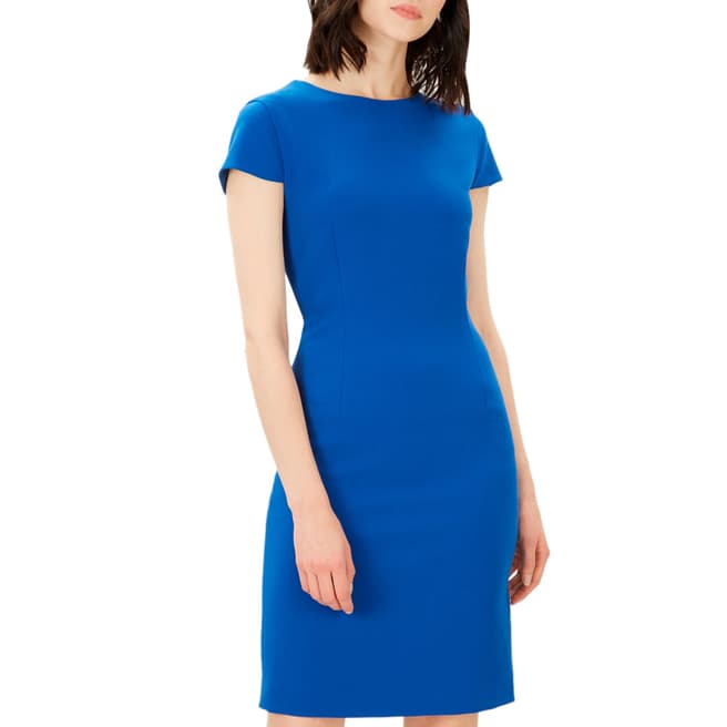 Blue V Neck Fitted Dress - BrandAlley
