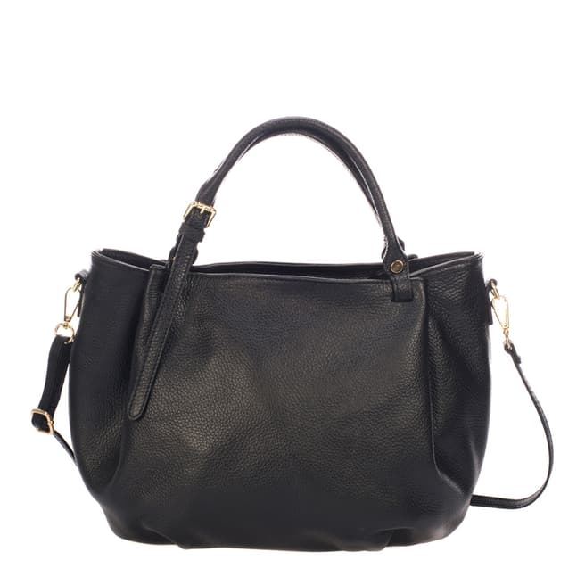 Black Leather Relaxed Top Handle Bag - BrandAlley