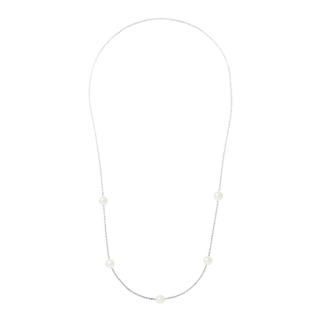 Natural White Silver Round Pearl Necklace 9-10cm - BrandAlley