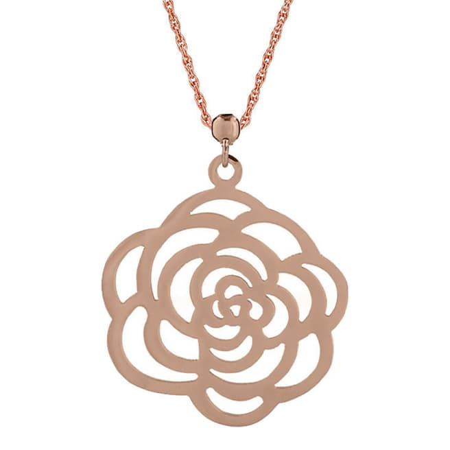 Rose Gold Plated Cut Out Rose Necklace - BrandAlley