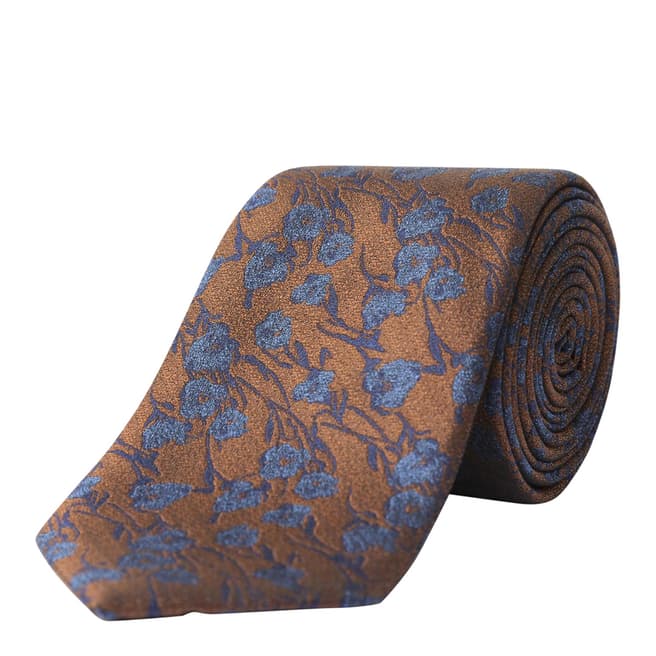 Orange Floral Silk Tie - BrandAlley