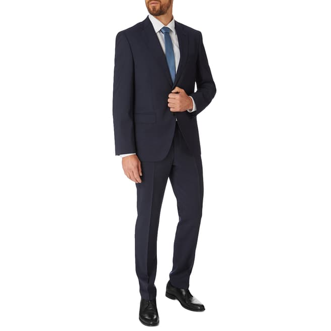 Navy Textured Johnstons Classic Fit Jacket - BrandAlley
